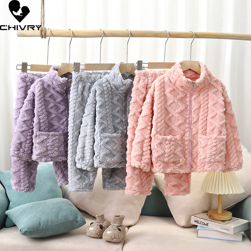 Baby Clothing Zipper - Новинка, детские зимние утепленные фланелевые пижамы,