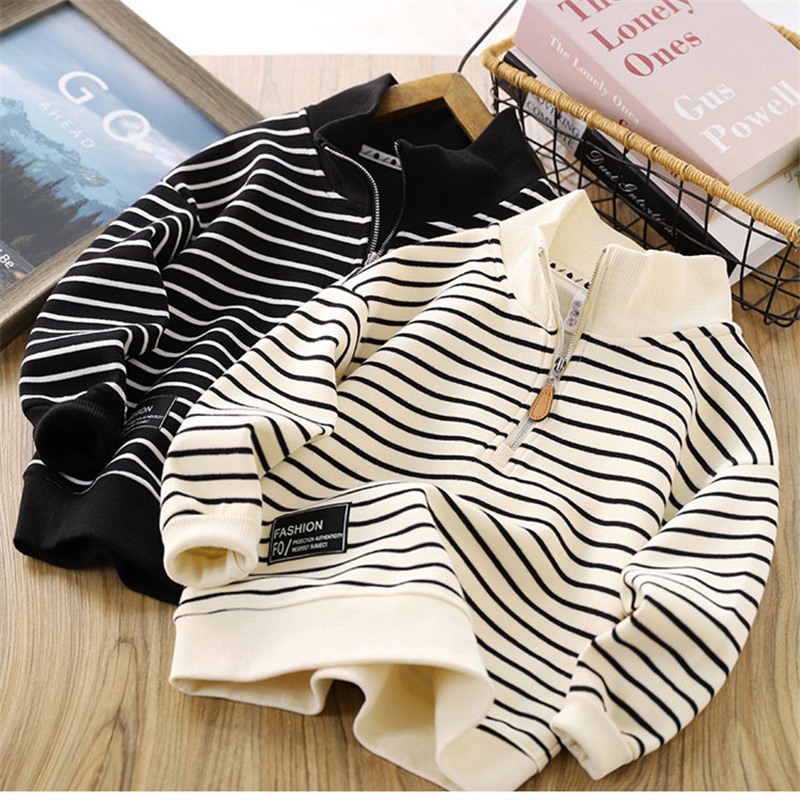 Baby Clothing Zipper - Толстовка в полоску для мальчиков, весенне-осенний