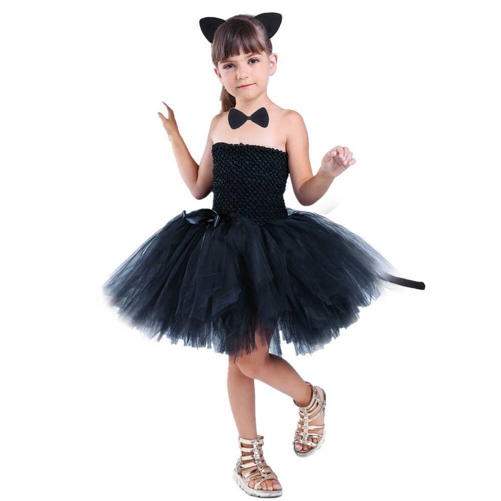 Baby Z Clothing - Милое черное платье-пачка с кошачьим принтом