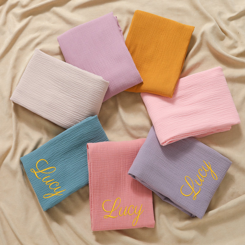 Muslin Swaddle Wrap - Персонализированное имя, вышитое на заказ детское